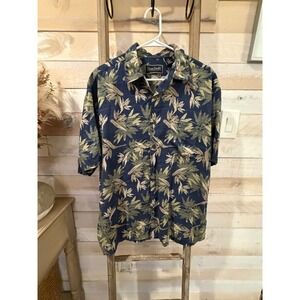 Ocean Pacific Mens Rayon Tropical Bird of Paradise Floral Shirt XL‎ Blue Green